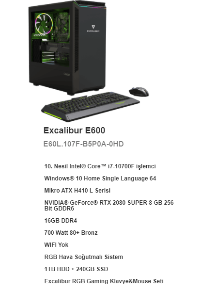 Excalibur E600 özelleştirilerek alınır mı? | Technopat Sosyal