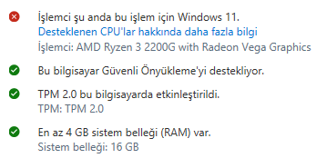 Ryzen 3 2200G Windows 11'i desteklemiyor | Technopat Sosyal