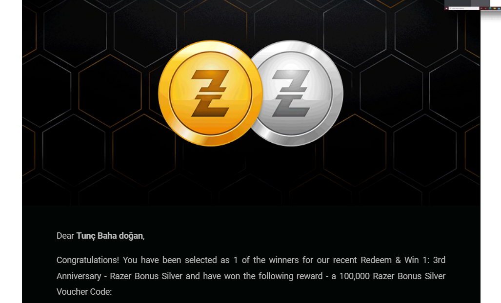Redeem & Win 1: 3rd anniversary - Razer bonus Silver etkinliği