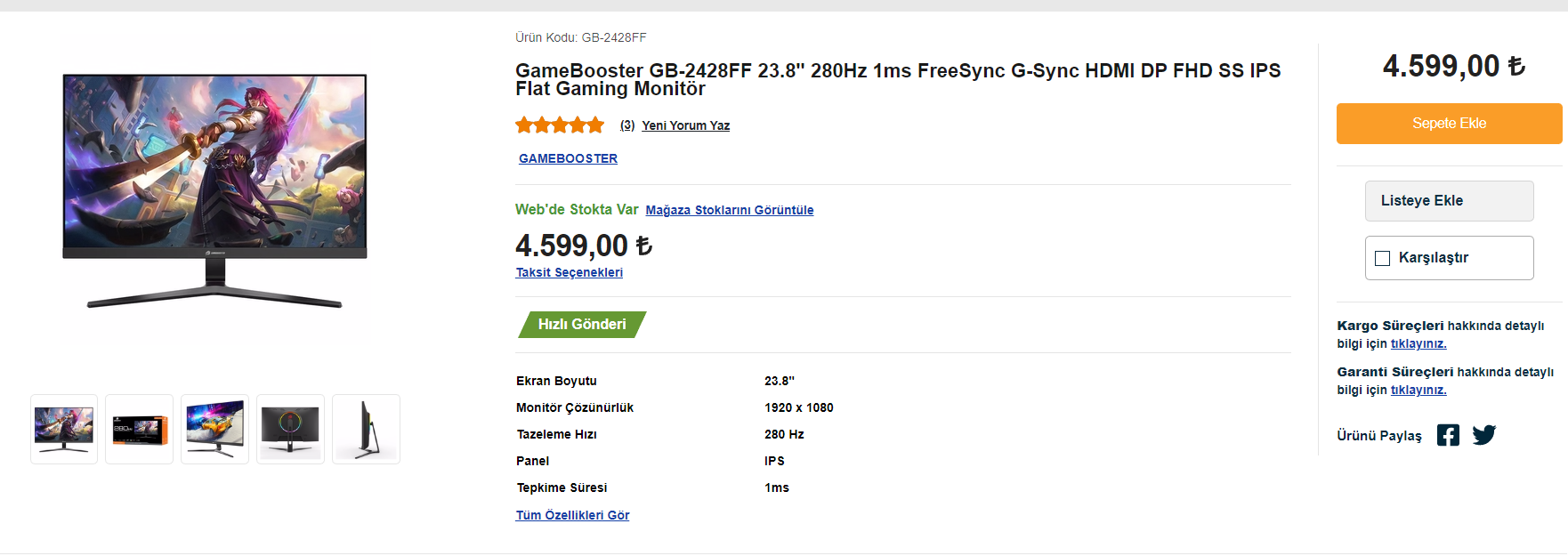 GameBooster GB-2428FF 23.8" monitör alınır mı? | Technopat Sosyal