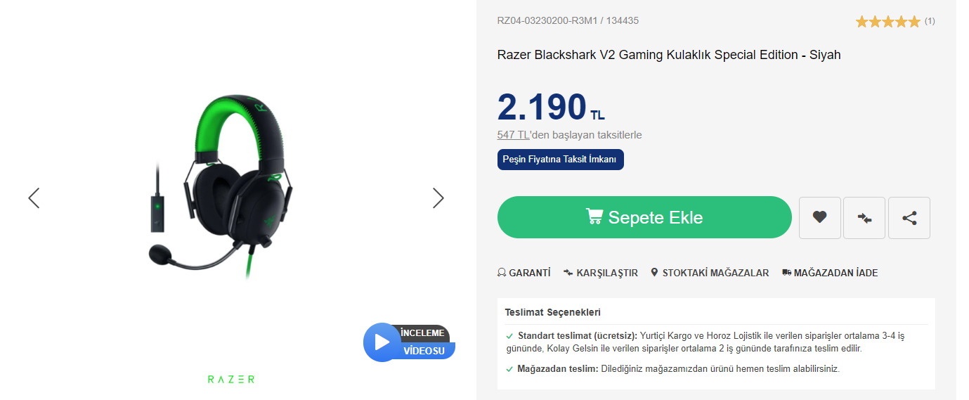 Elektronik: Razer Blackshark V2 Gaming Kulaklık Special Edition 2190 TL! |  Technopat Sosyal