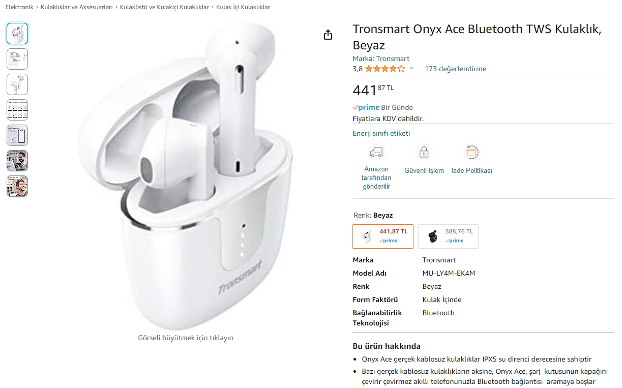 Elektronik: Tronsmart Onyx Ace Bluetooth TWS Kulaklık 441 TL | Technopat  Sosyal