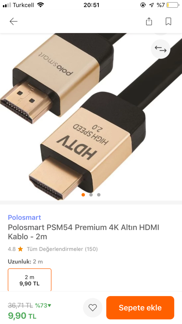 4K altın HDMI kablo 9.90₺ | Technopat Sosyal