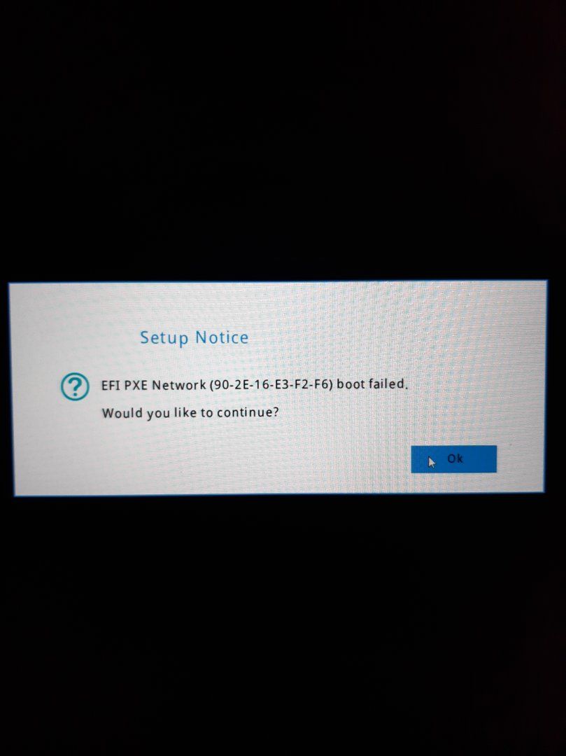 i7 11800h laptopta "EFI PXE network boot failed" hatası