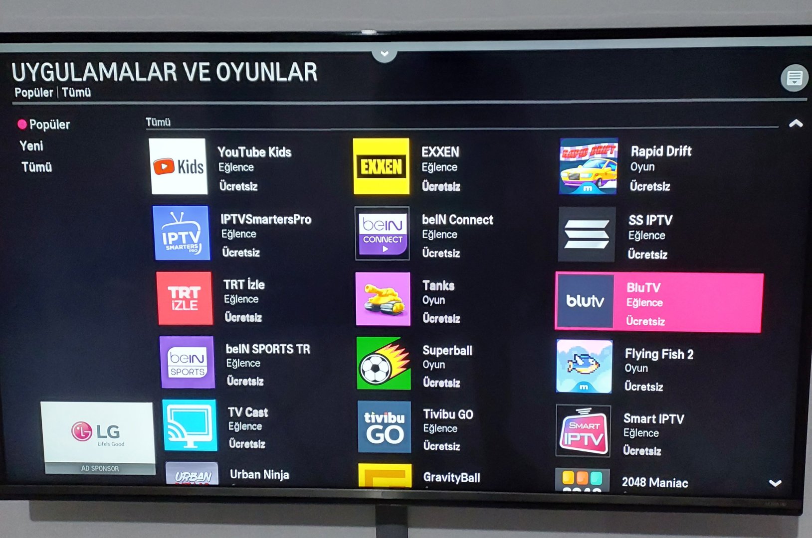 LG webOS da Blue TV yok | Technopat Sosyal