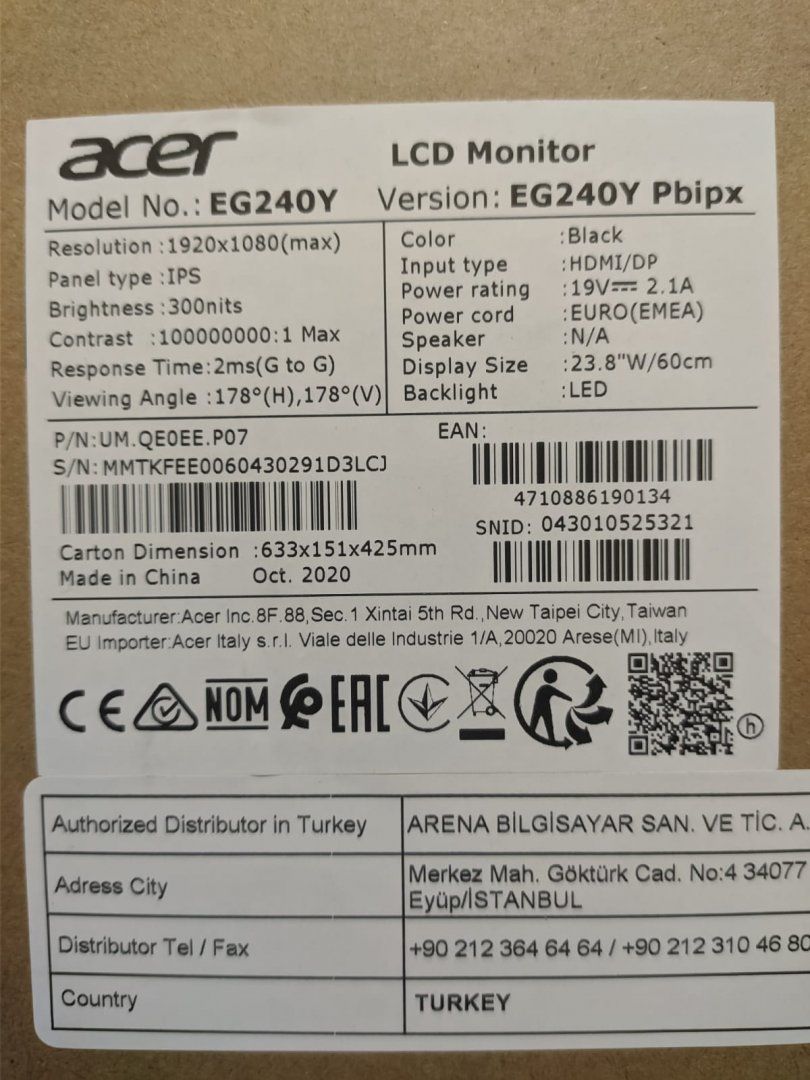 Acer EG240y pbipx 23.8 inceleme | Technopat Sosyal