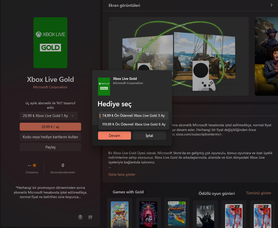 12 ay Xbox Live Gold ile hesabı Game Pass Ultimate yapma
