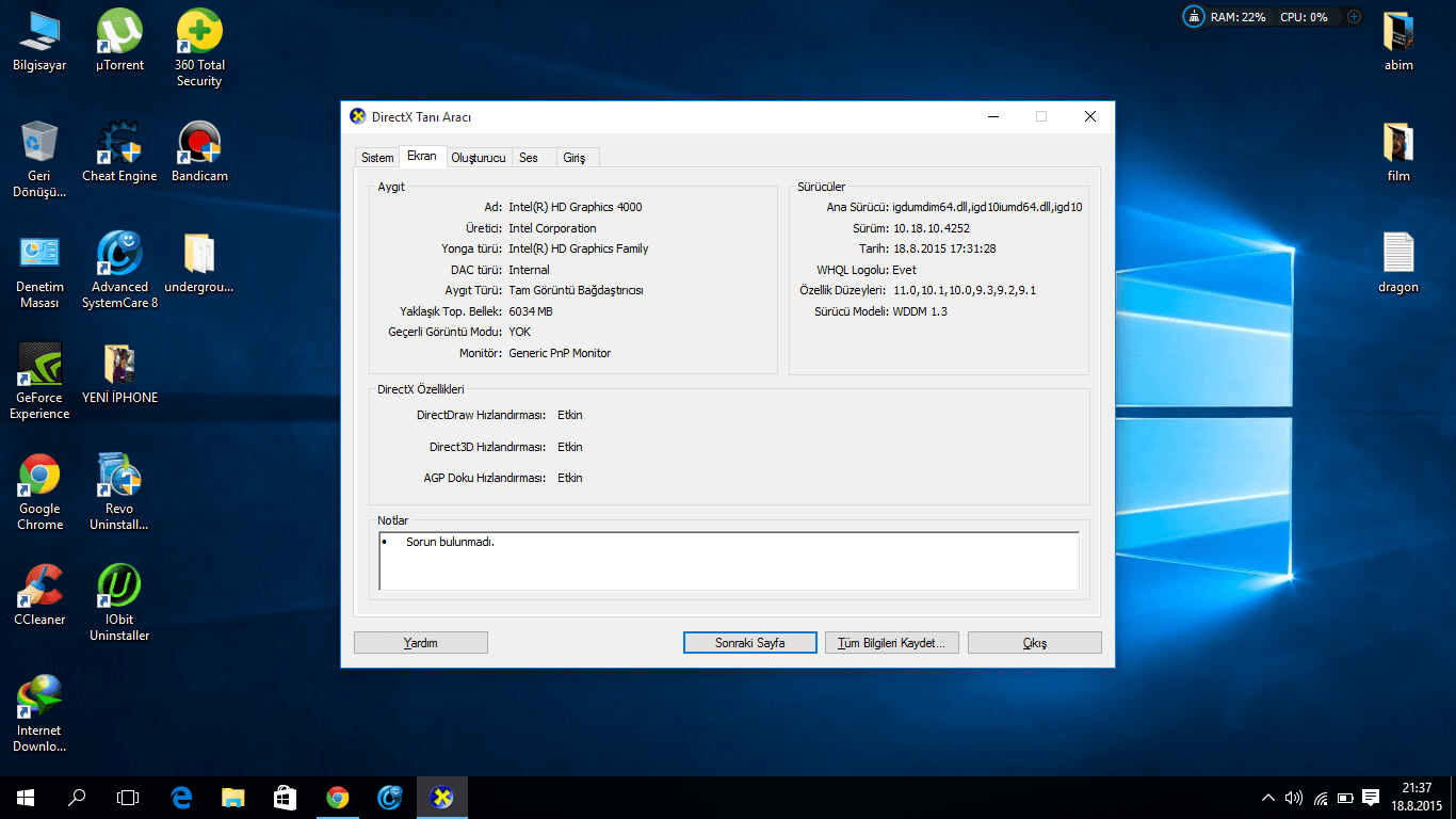 Windows 10 HD Graphics 4000 Bellek Sorunu | Technopat Sosyal