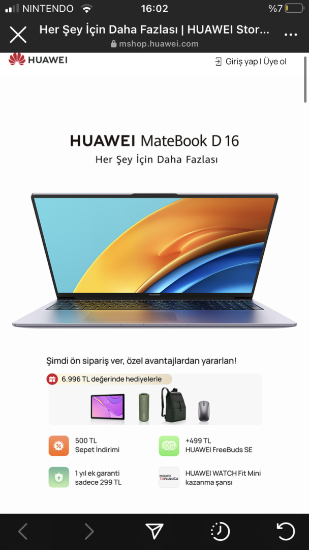 Elektronik: Huawei Matebook D16 alana Huawei Matepad T10S tablet hediye |  Technopat Sosyal