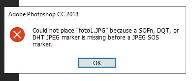 Photoshop CC18 "Could not place JPG because a SOFn, DQT, or DHT JPEG Marker  is missing" hatası | Technopat Sosyal