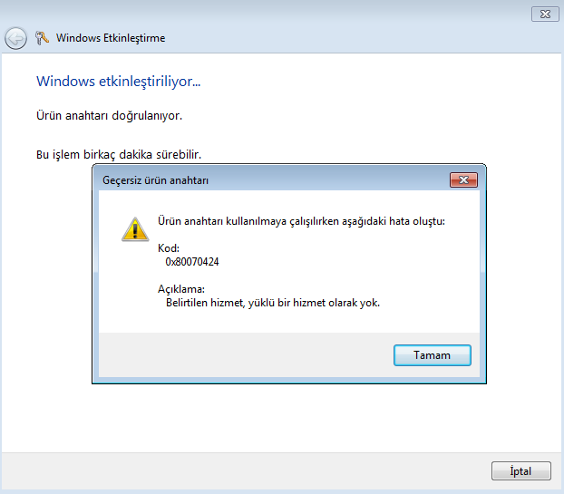 Windows 7 geçersiz ürün anahtarı hatası | Technopat Sosyal
