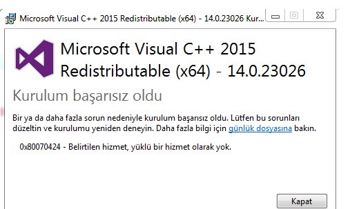 Çözüldü: Visual C++ 2015 Başarısız oldu hatası | Technopat Sosyal