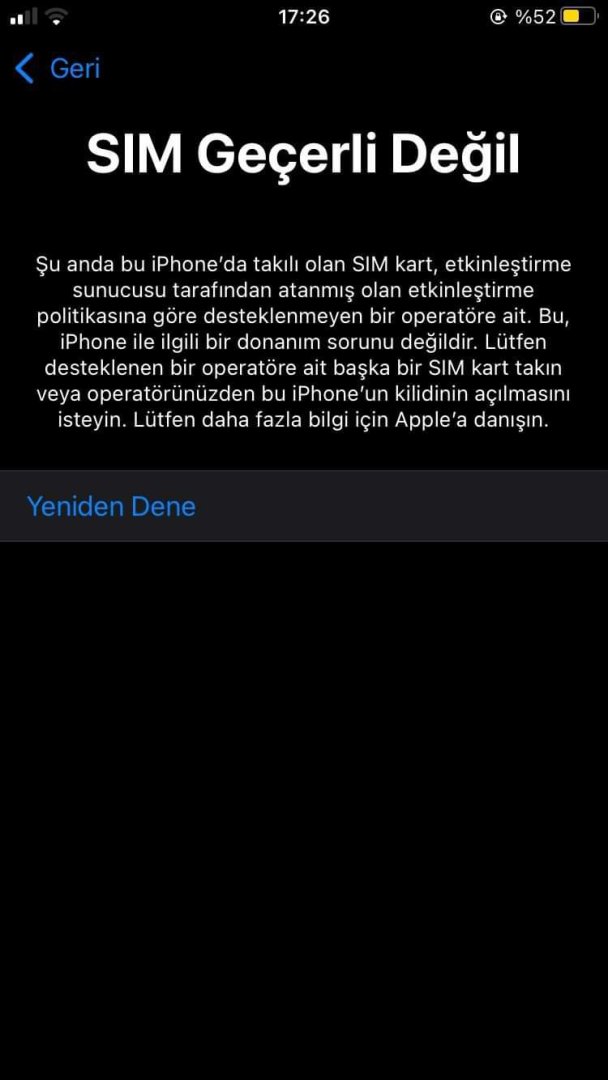 iPhone SIM geçerli değil | Technopat Sosyal
