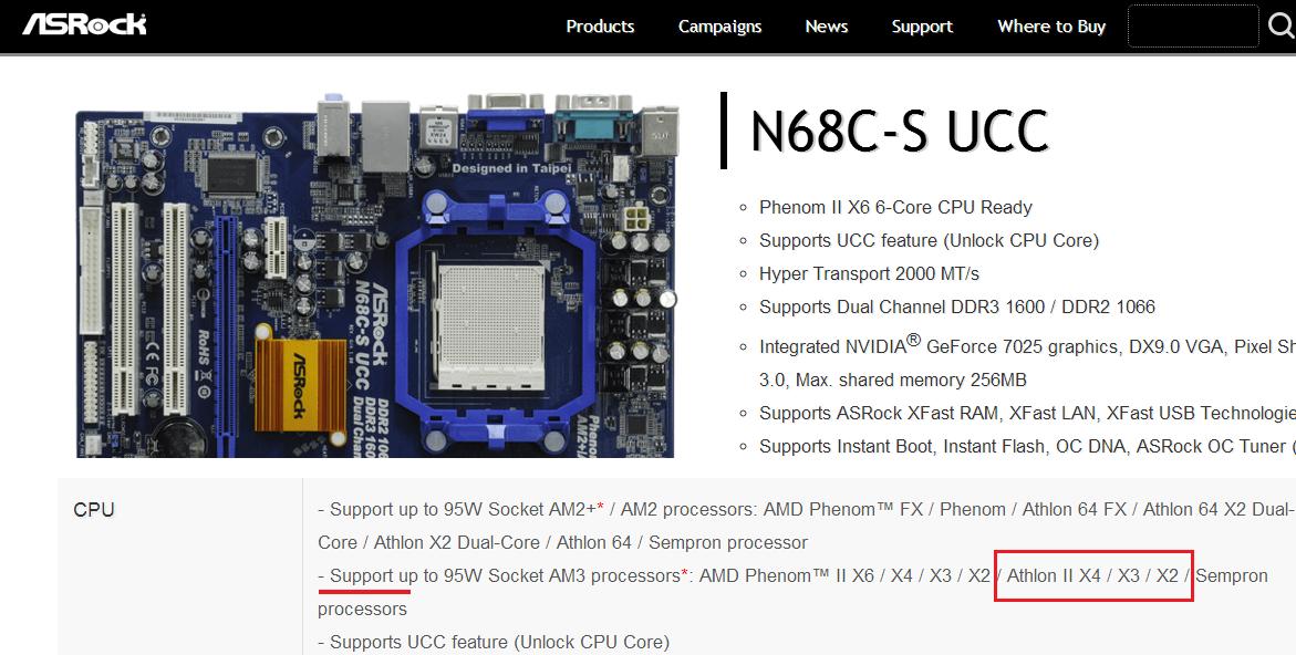 ASRock N68C-S ucc AMD Athlon X2 270 uyumu | Technopat Sosyal