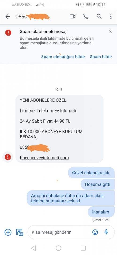 Sahte Türk Telekom mesajı | Technopat Sosyal