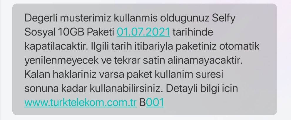 Türk Telekom Paket Yenileme Mesajı | Technopat Sosyal