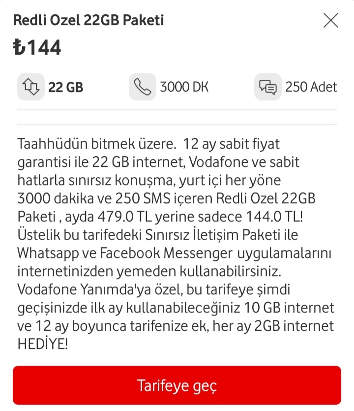 Vodafone Redli Özel 22 GB faturalı paketine geçirilir mi? | Technopat Sosyal
