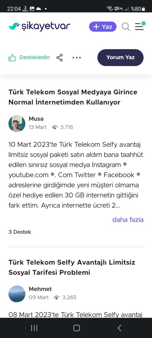 Türk Telekom selfy sınırsız sosyal paket kullanılmasına rağmen YouTube  kotadan internet kullanıyor | Technopat Sosyal