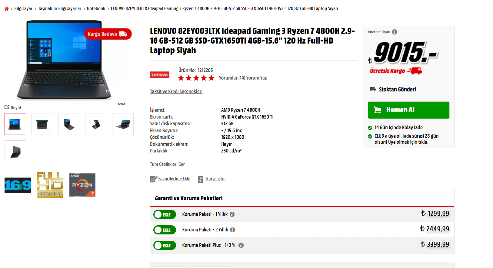 Lenovo Ideapad Gaming 3 Ryzen 7 4800H + 1650 Ti | Technopat Sosyal